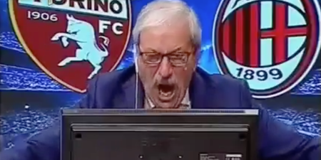 This wildly biased Italian TV pundit’s bonkers goal celebration is TV gold