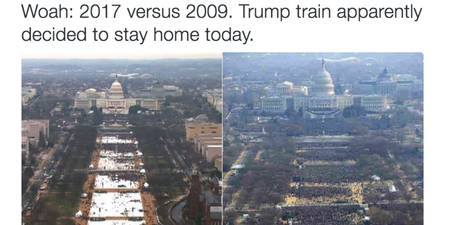 The difference in crowd size between Obama and Trump’s inauguration is staggering
