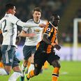 Everton and Liverpool fans were stunned by one of Hull’s goals against Man Utd