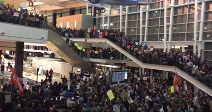 Defiant scenes in US airports as thousands of citizens protest Trump’s Muslim Ban