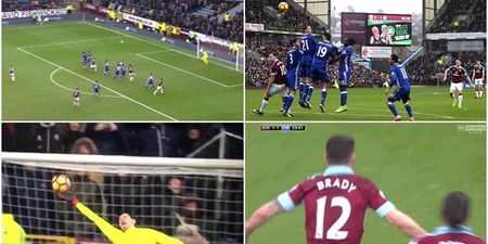 Robbie Brady scores one of the best free kicks of the season on his first start for Burnley
