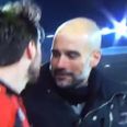 Pep Guardiola shared a touching moment with Harry Arter at full time