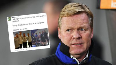 Everton fans seem to think Ronald Koeman and his coaching staff were hungover in work