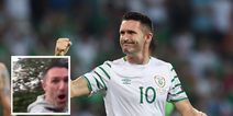 Watch Robbie Keane overcelebrate a back garden kickabout goal against his unimpressed son