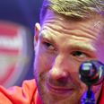 Per Mertesacker laughed at EXACTLY the wrong time in Monday’s press conference