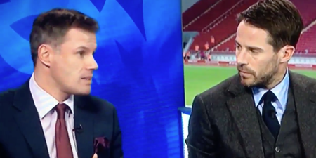 Jamie Carragher’s face says it all after being interrupted by Jamie Redknapp