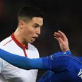 Samir Nasri sees red after this confrontation with Jamie Vardy
