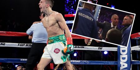 WATCH: Shadow-boxing Conor McGregor led away from Michael Conlan’s corner by security