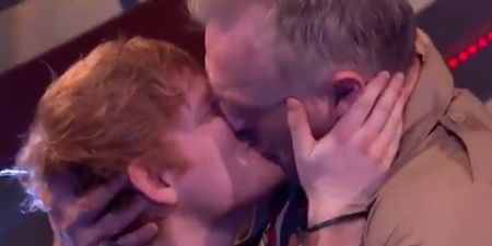 Yes that is Ed Sheeran smooching Greg Davies of Inbetweeners fame