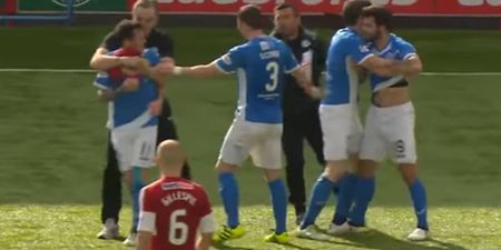 St Johnstone teammates fight each other and stadium tannoy deals with it hilariously