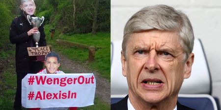 The #WengerOut campaign reaches a new (and quite brilliant) low as protesters turn up at the club training ground