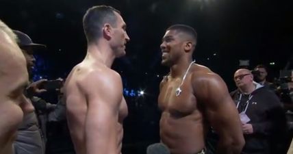 Anthony Joshua heavier than ever as he exchanges words with Wladimir Klitschko at weigh-ins
