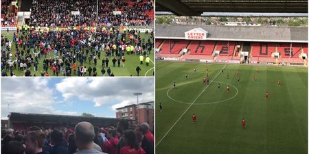 Leyton Orient fans invade pitch, match gets abandoned but resumes when fans leave the ground