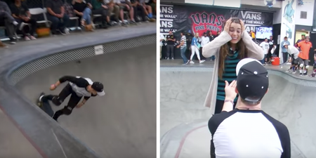 Skateboarder proposes to his girlfriend in the most radical way possible