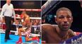 Kell Brook takes a knee after his eye is left almost completely closed