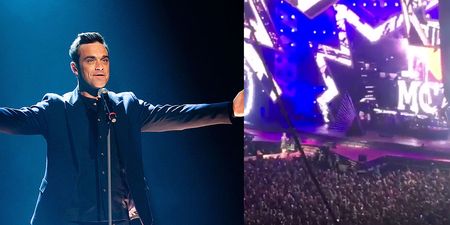 Watch as Robbie Williams changes song lyrics in tribute to Manchester
