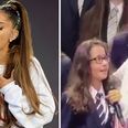 Lovely moment as Ariana Grande comforts and performs with a young fan on-stage