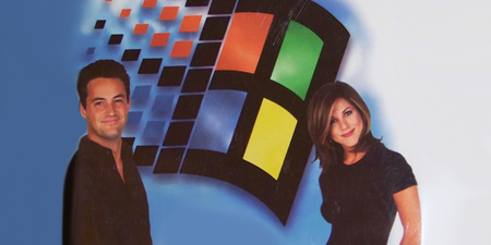 Highlights from the Microsoft Windows 95 instructional video starring Jennifer Aniston and Matthew Perry