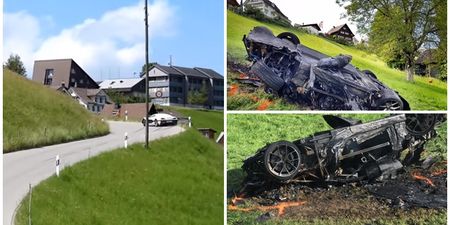 Footage has surfaced of Richard Hammond’s terrifying crash in the Swiss Mountains