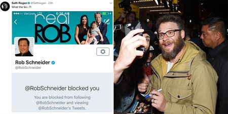 Seth Rogen got blocked by Rob Schneider, and we’re all really confused about why