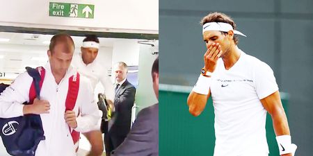 Watch: Rafael Nadal cracks his head on a Wimbledon doorframe during warmup
