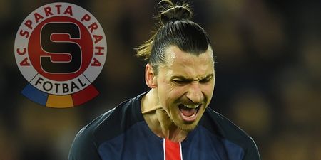 Zlatan Ibrahimovic is the victim in Sparta Prague’s announcement of latest signing