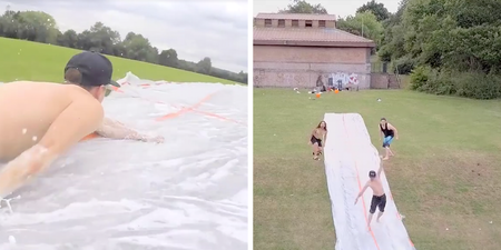 These guys were challenged to build a huuuuge waterslide and the results were truly epic