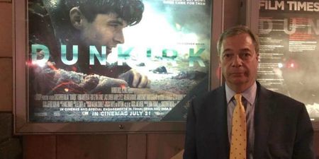 Nigel Farage stood in front of a poster for Dunkirk. Can you imagine what happened next?