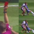 Chelsea’s Gary Cahill given straight red for lunging in on Burnley’s Steven Defour