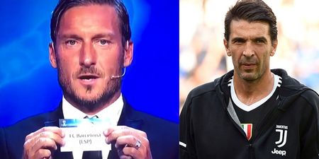 Watch: Francesco Totti couldn’t resist laughing at Gianluigi Buffon during Champions League draw