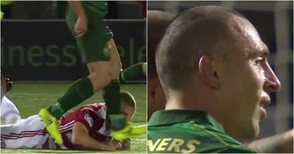 Scott Brown “lucky to stay on pitch” after appearing to kick out at Hamilton defender