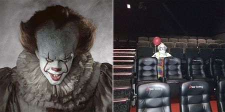 This terrifying clown has been spotted at a screening of IT