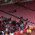 FC Köln supporters fight with stewards inside Emirates ahead of Arsenal match
