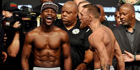 Floyd Mayweather has a massive painting of Conor McGregor hanging on his wall