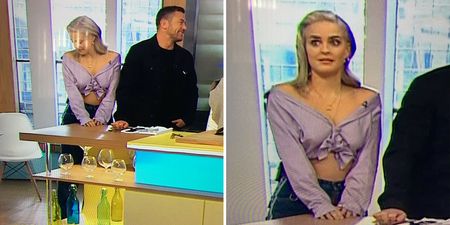 Sunday Brunch guest has perfect “I didn’t do it” reaction when she’s caught destroying the set