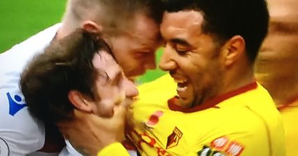 Troy Deeney gets away with yellow card in furious exchange with Joe Allen