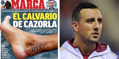 Santi Cazorla reveals scar from eight surgeries and how he almost had his foot amputated