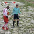 WATCH: Players and referee can’t find penalty spot under inches of snow in Bundesliga match