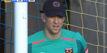 Joe Hart gets cap from West Ham fans at Shrewsbury FA Cup tie game