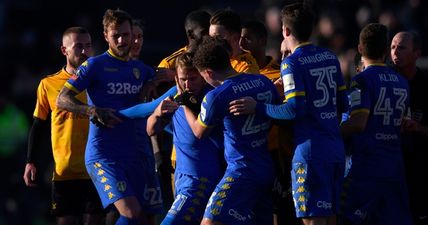 Leeds’ star man gets sent off for allegedly spitting at opposition player