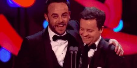 Ant McPartlin close to tears as he gives moving acceptance speech at TV Awards