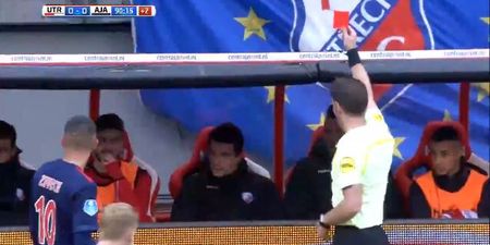 Utrecht player receives marching orders for comedic jerk move from the bench