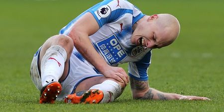 Huddersfield’s Aaron Mooy shows off gruesome knee injury