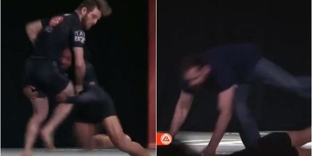 Former UFC champ tackles opponent off stage in London grappling event