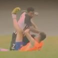 Brazilian footballer loses it and brutally attacks ball boy