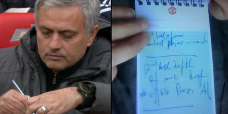 Jose Mourinho wrote something genius down on his notepad before Rashford’s goal