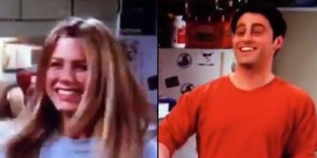 Friends archive footage shows Matt LeBlanc mouthing lines to Jennifer Aniston