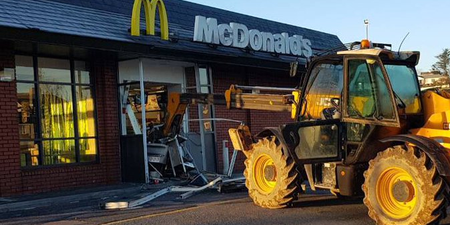JCB smashes into McDonald’s in failed robbery attempt