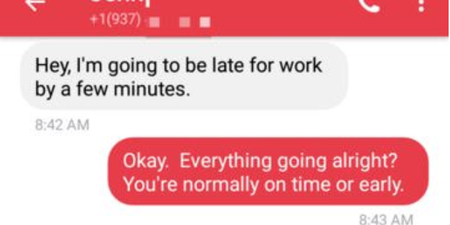 Woman tells boss she’ll be late for work, receives perfect response