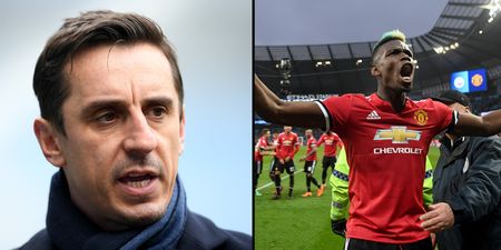 Gary Neville sent the perfect WhatsApp group chat message at half time during the Manchester derby